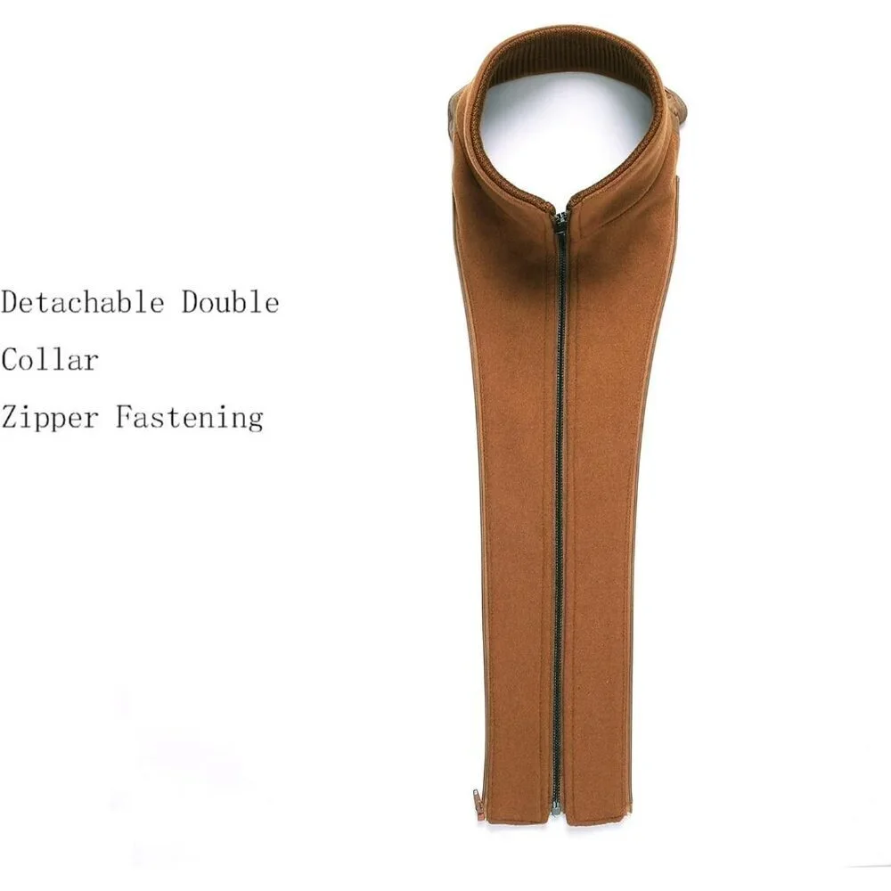 Men's Yellow Wool Blend Coat Warm Winter Trench Coat With Detachable Soft Scarf
